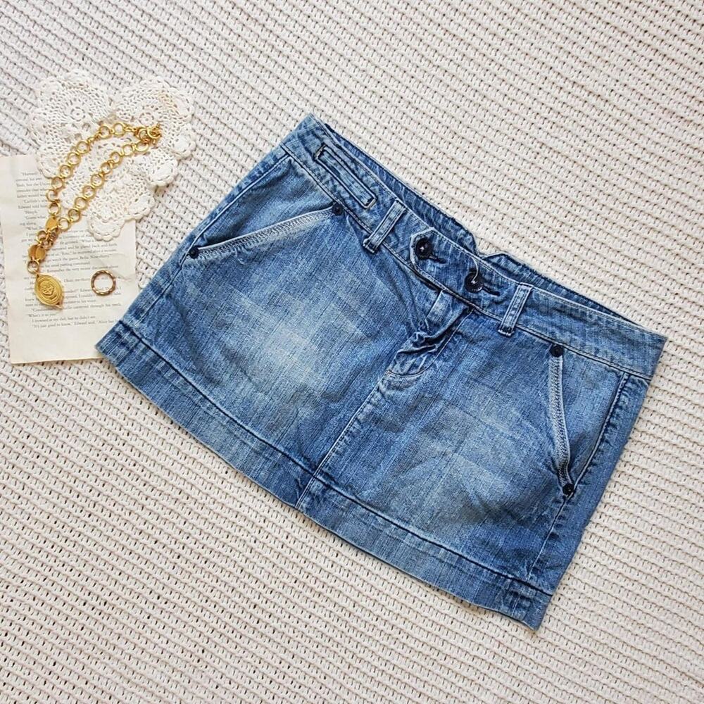 Y2k american eagle denim mini skirt